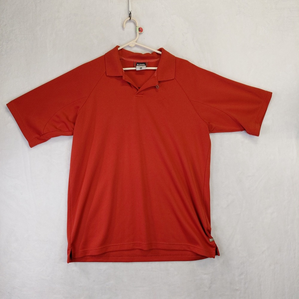 Columbia XCO Mens Large Orange Performance Mesh Raglan Short Sleeve Polo Shirt
